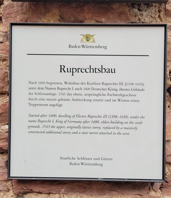 Ruprechtsbau / Ruprecht's Building Marker. Click for full size. Ruprechtsbau / Ruprecht's Building Marker image. Click for full size.