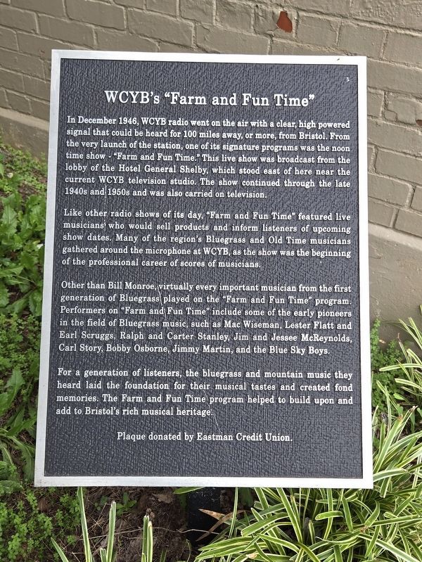 WCYB's "Farm and Fun Time" Marker. Click for full size. WCYB's "Farm and Fun Time" Marker image. Click for full size.