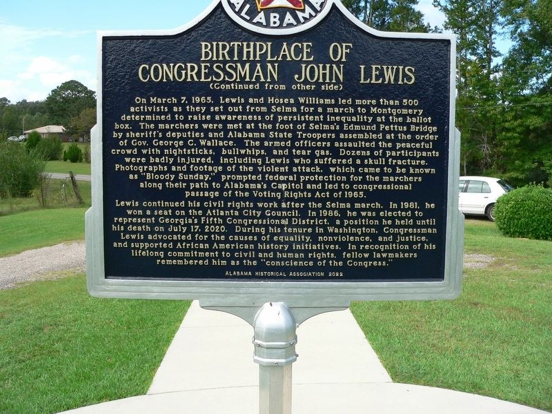 Birthplace of Congressman John Lewis Marker image. Click for full size.