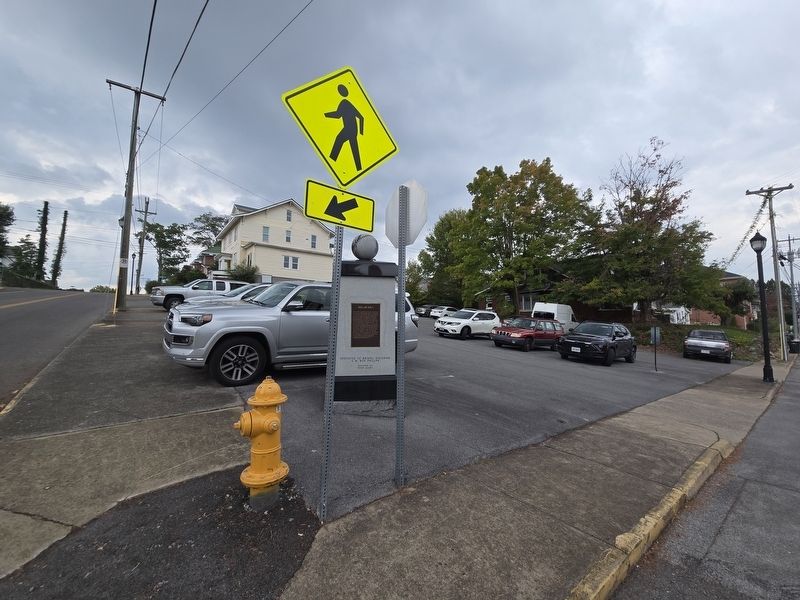 Wide view of Solar Hill marker and pedestal located in SE corner of parking lot. Click for full size. Wide view of Solar Hill marker and pedestal located in SE corner of parking lot image. Click for full size.