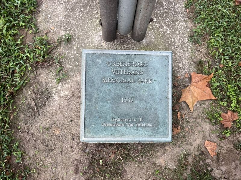 Greensboro Veterans Memorial Park Plaque image. Click for full size.