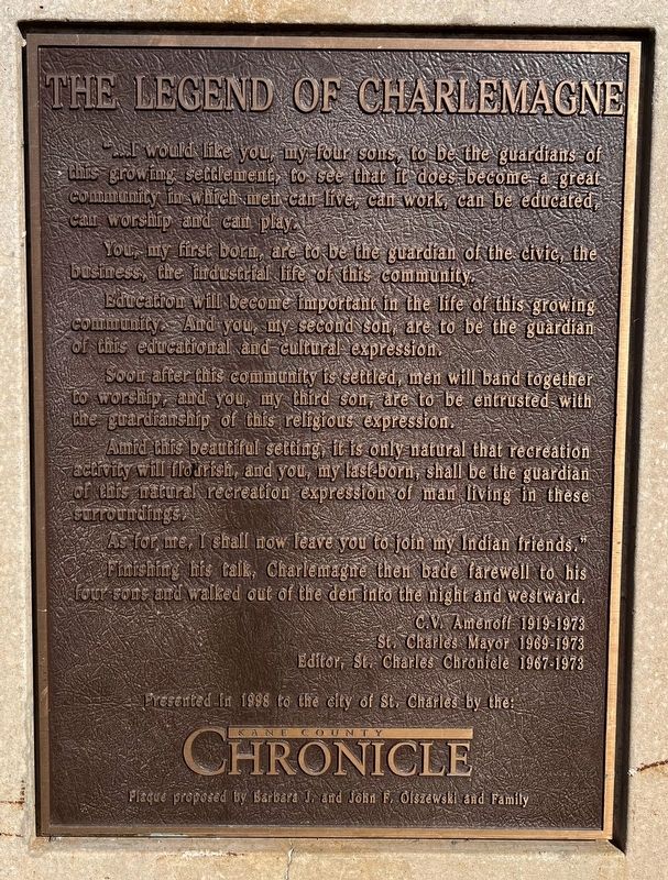 The Legend of Charlemagne Marker. Click for full size. The Legend of Charlemagne Marker image. Click for full size.