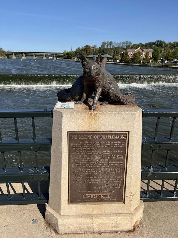 The Legend of Charlemagne Marker and Foxes statue. Click for full size. The Legend of Charlemagne Marker and Foxes statue image. Click for full size.