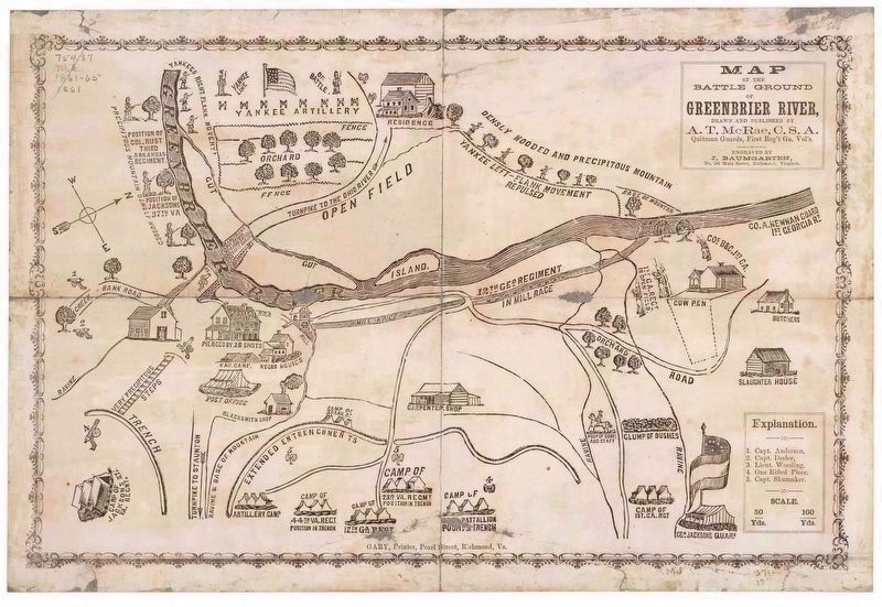 Map of the battle ground of Greenbrier River. image. Click for full size.
