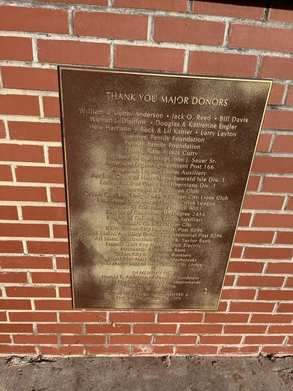 Donor plaque on the east side of the memorial. Click for full size. Donor plaque on the east side of the memorial image. Click for full size.