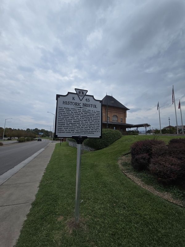 Historic Bristol Marker looking north on MLK Blvd. Bristol Union Railway Station in the background. Click for full size. Historic Bristol Marker looking north on MLK Blvd. Bristol Union Railway Station in the background image. Click for full size.