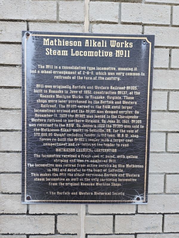 Mathieson Alkali Works Steam Locomotive No. 11 Marker image. Click for full size.