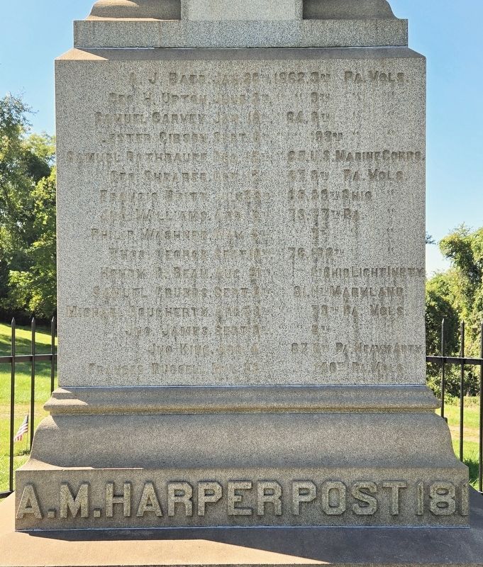 Major A. M. Harper Post 181 Monument. Click for full size. Major A. M. Harper Post 181 Monument image. Click for full size.