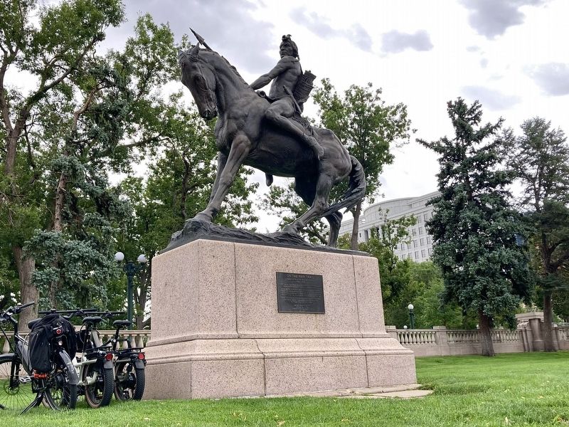 On The War Trail Statue and Marker. Click for full size. On The War Trail Statue and Marker image. Click for full size.