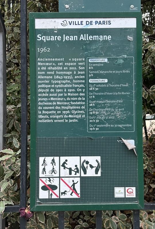 Square Jean Allemane (1962) Marker image. Click for full size.