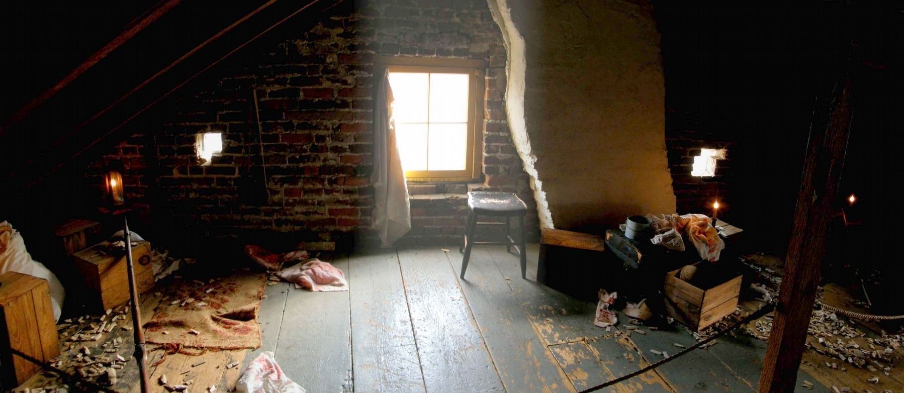 The sharpshooters' nest in the attic. Click for full size. The sharpshooters' nest in the attic image. Click for full size.
