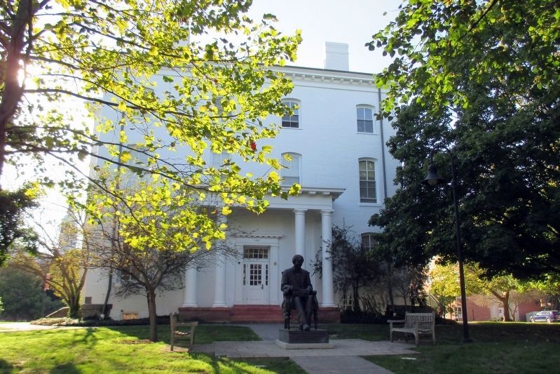 Stevens Hall and statue image. Click for full size.
