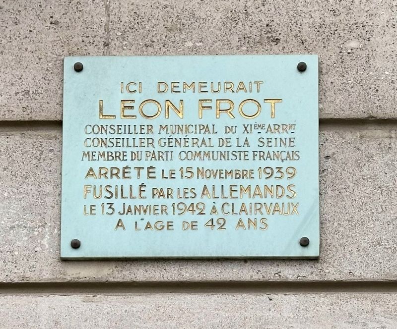 Leon Frot Marker. Click for full size. Leon Frot Marker image. Click for full size.