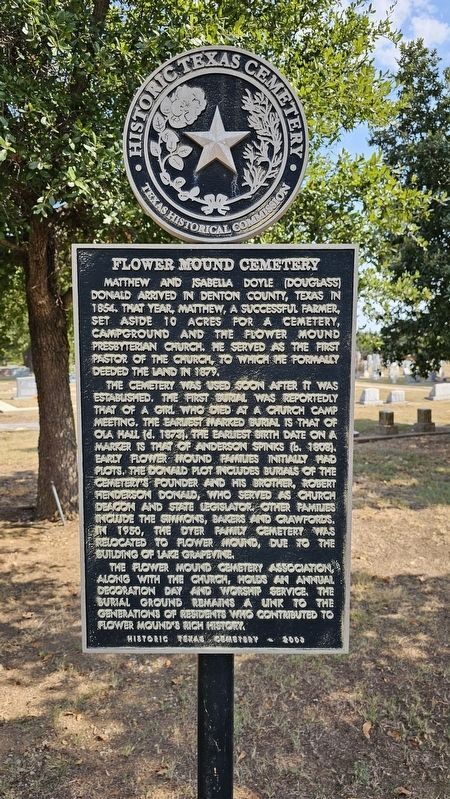 Flower Mound Cemetery Marker. Click for full size. Flower Mound Cemetery Marker image. Click for full size.