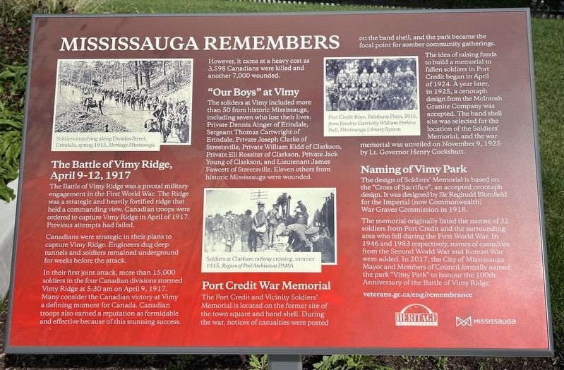 Mississauga Remembers Marker image. Click for full size.
