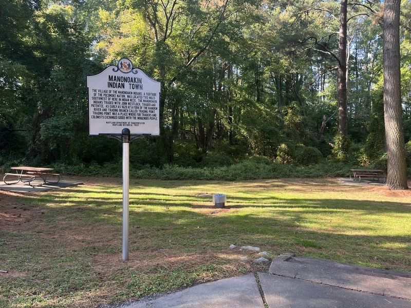 Manonoakin Indian Town Marker. Click for full size. Manonoakin Indian Town Marker image. Click for full size.