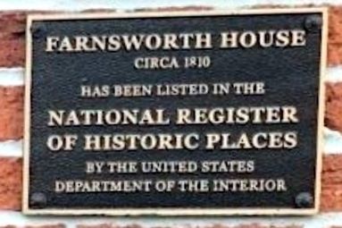 Farnsworth House plaque. Click for full size. Farnsworth House plaque image. Click for full size.