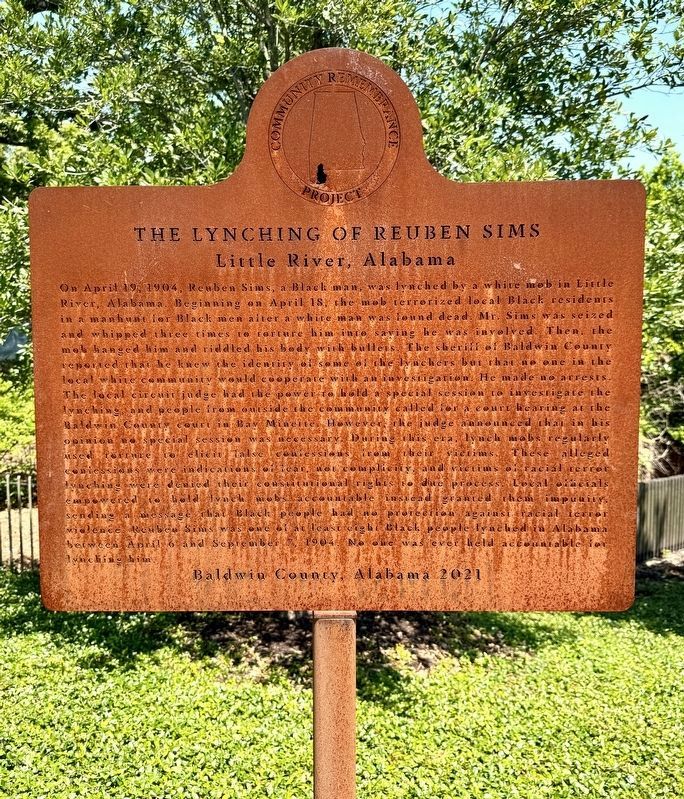 The Lynching of Rueben Sims Marker image. Click for full size.