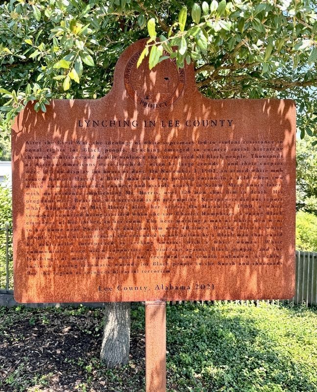 Lynching in Lee County Marker image. Click for full size.