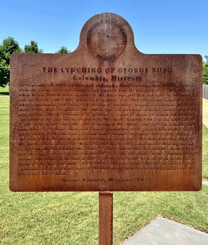 The Lynching of George Bush Marker. Click for full size. The Lynching of George Bush Marker image. Click for full size.