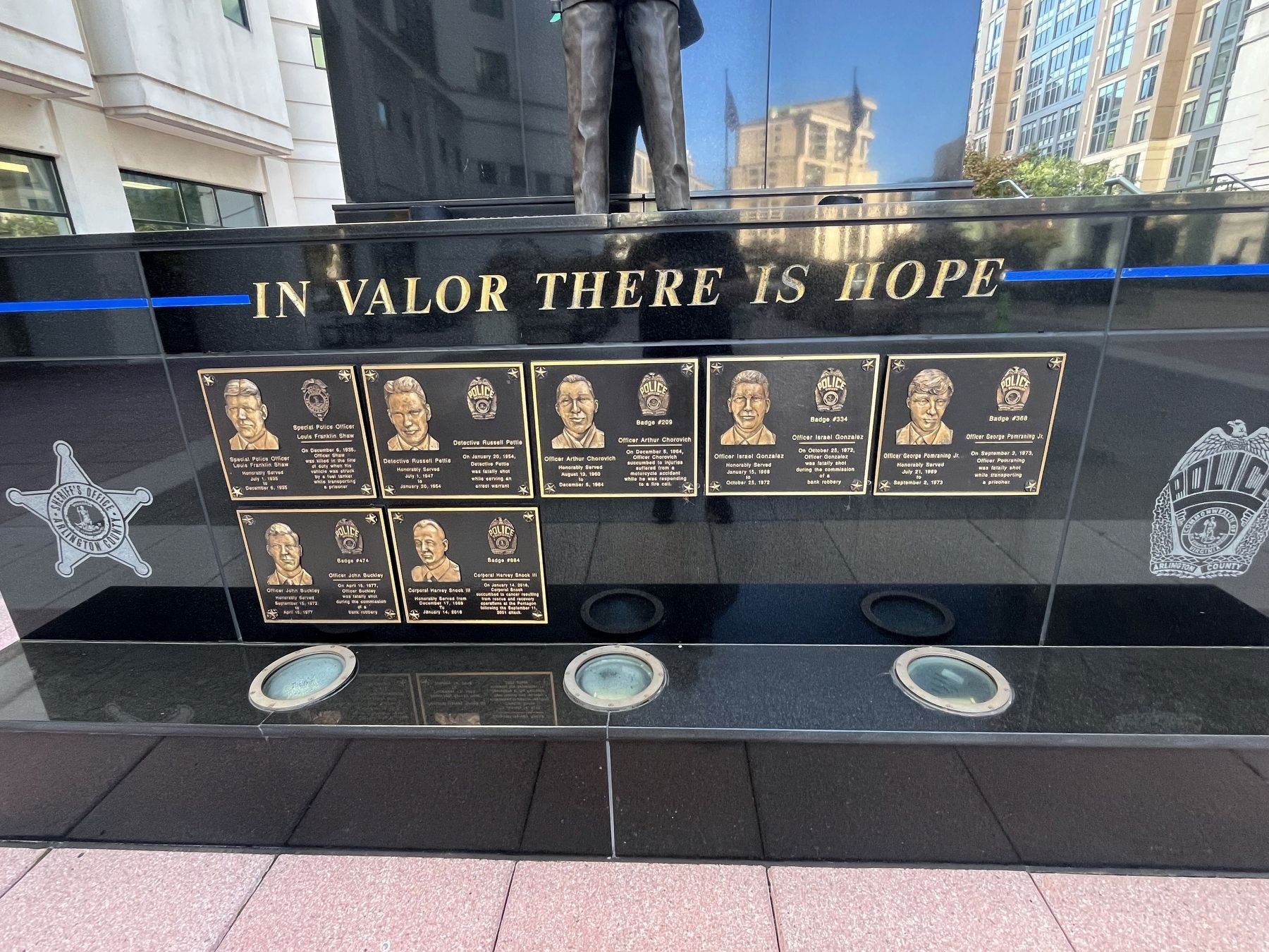 Arlington County Peace Officer Memorial. Click for full size. Arlington County Peace Officer Memorial image. Click for full size.