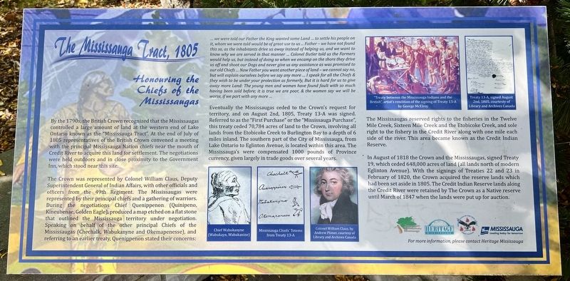 The Mississauga Tract, 1805 Marker image. Click for full size.