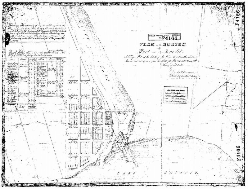 Plan of Port Credit, 1835 image. Click for full size.