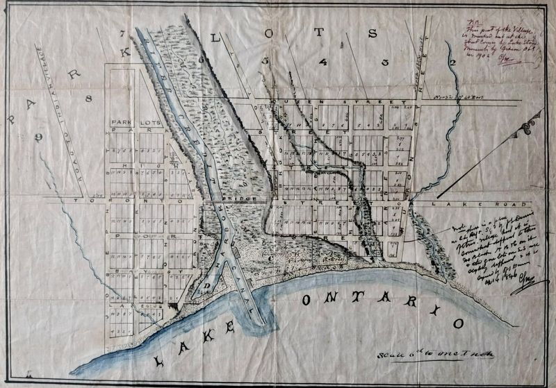 Plan of Port Credit Harbour, 1840s image. Click for full size.