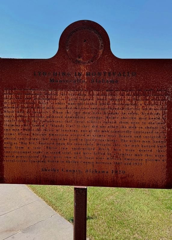 Lynching in Montevallo Marker. Click for full size. Lynching in Montevallo Marker image. Click for full size.