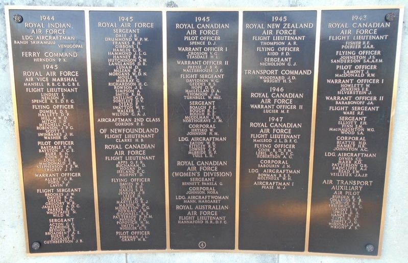 WWII British Commonwealth/Empire Air Forces Honored Dead in Canada and the United States of America . Click for full size. WWII British Commonwealth/Empire Air Forces Honored Dead in Canada and the United States of America image. Click for full size.
