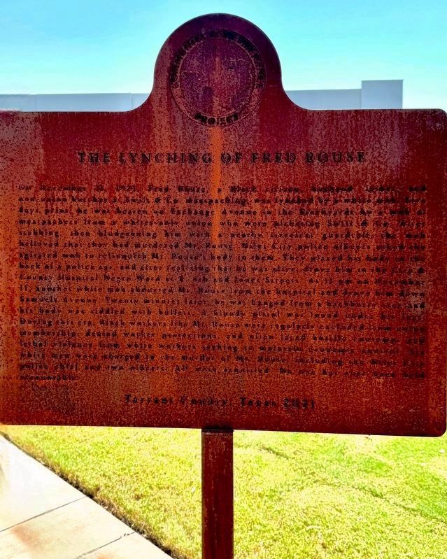 Lynching of Mr. Fred Rouse Marker image. Click for full size.