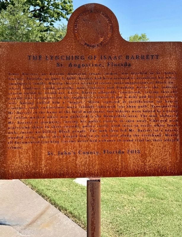 The Lynching of Isaac Barrett Marker. Click for full size. The Lynching of Isaac Barrett Marker image. Click for full size.