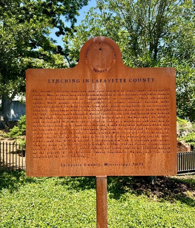 Lynching in Lafayette County Marker image. Click for full size.