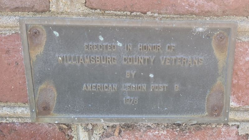 Williamsburg County Veterans Memorial Marker image. Click for full size.
