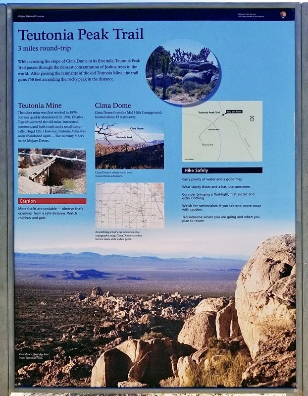 Teutonia Peak Trail Marker. Click for full size. Teutonia Peak Trail Marker image. Click for full size.