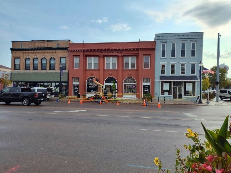First National Bank of Paw Paw and Marker. Click for full size. First National Bank of Paw Paw and Marker image. Click for full size.