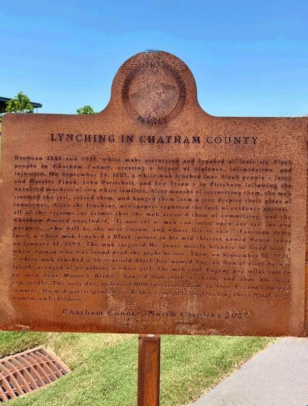 Lynching in Chatham County Marker image. Click for full size.