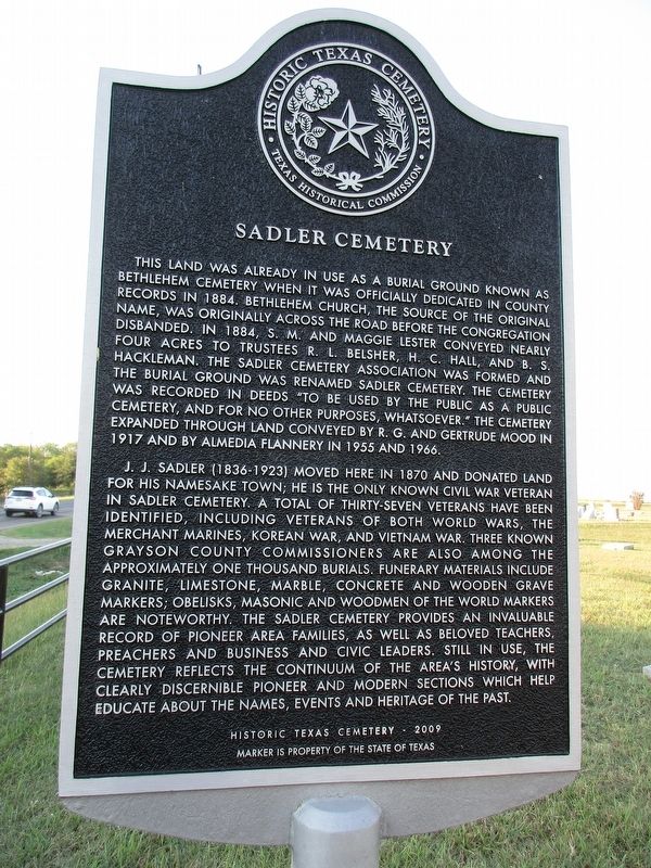 Sadler Cemetery Marker image. Click for full size.