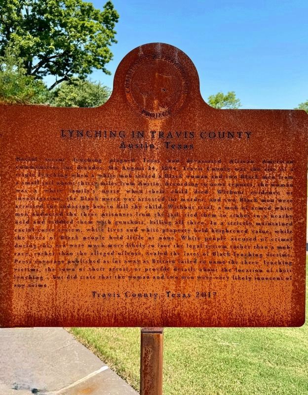 Lynching in Travis County Marker image. Click for full size.