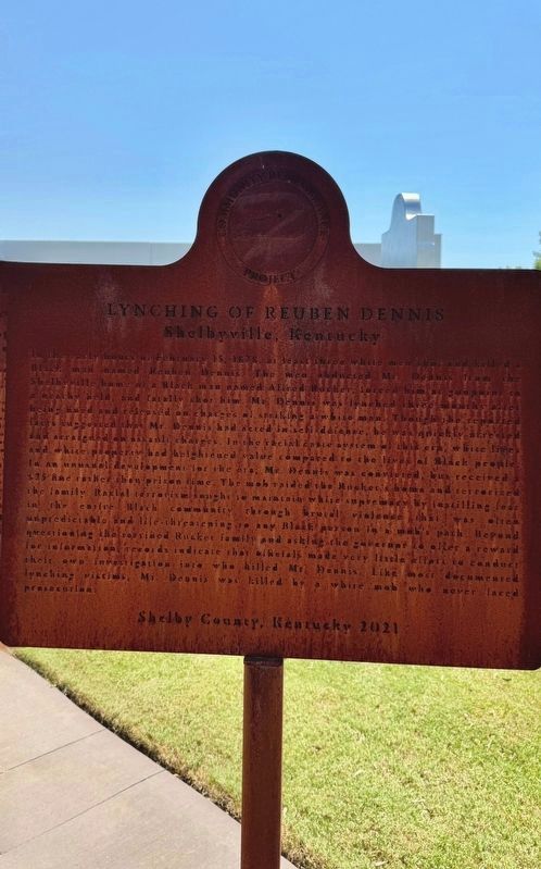 Lynching of Reuben Dennis Marker image. Click for full size.