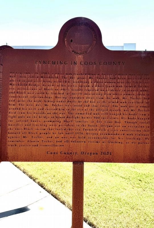 Lynching in Coos County Marker image. Click for full size.