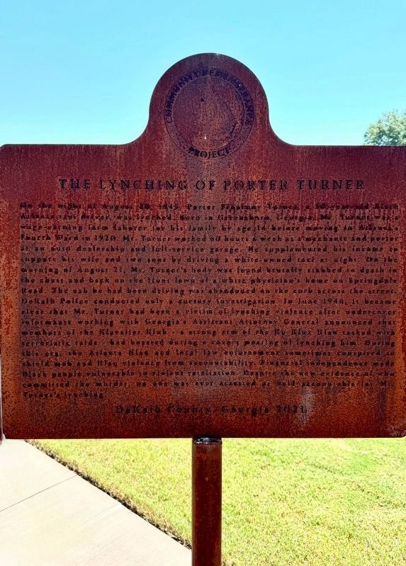The Lynching of Porter Turner Marker image. Click for full size.