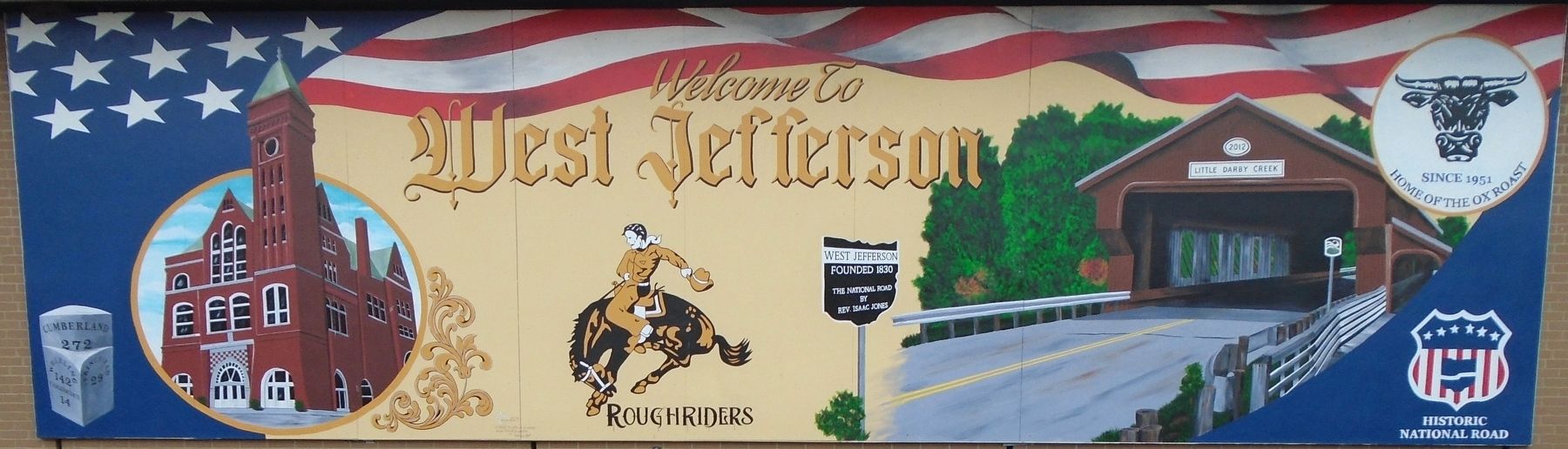 <i>Welcome to West Jefferson</i> Mural image. Click for full size.