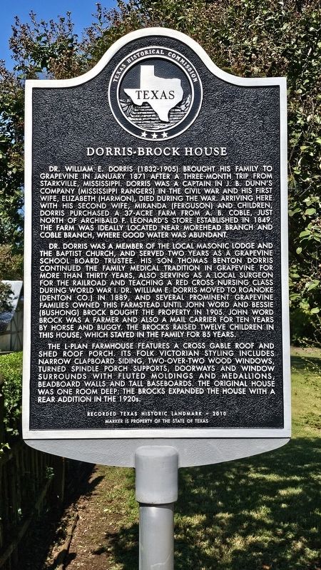 Dorris-Brock House Marker image. Click for full size.