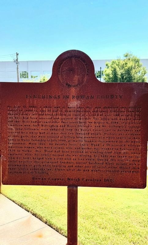 Lynching of African Americans in Rowan County Marker image. Click for full size.