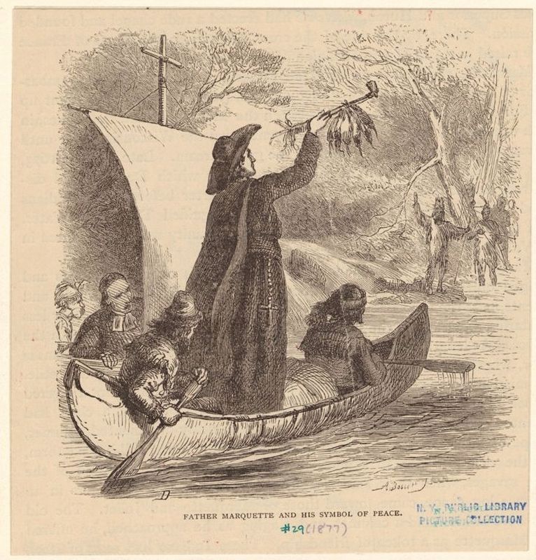 "Father Marquette and his symbol of peace". Click for full size. "Father Marquette and his symbol of peace" image. Click for full size.