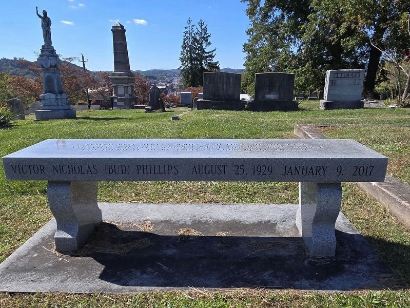 Bud Phillips Memorial Bench near the marker image. Click for full size.