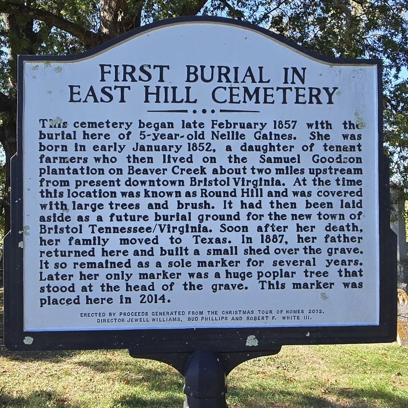 First Burial in East Hill Cemetery Marker image. Click for full size.