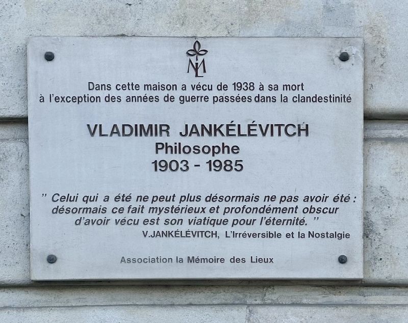 Vladimir Jankélévitch Marker. Click for full size. Vladimir Jankélévitch Marker image. Click for full size.