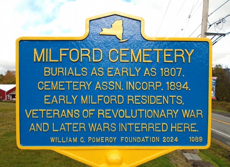 Milford Cemetery Marker. Click for full size. Milford Cemetery Marker image. Click for full size.